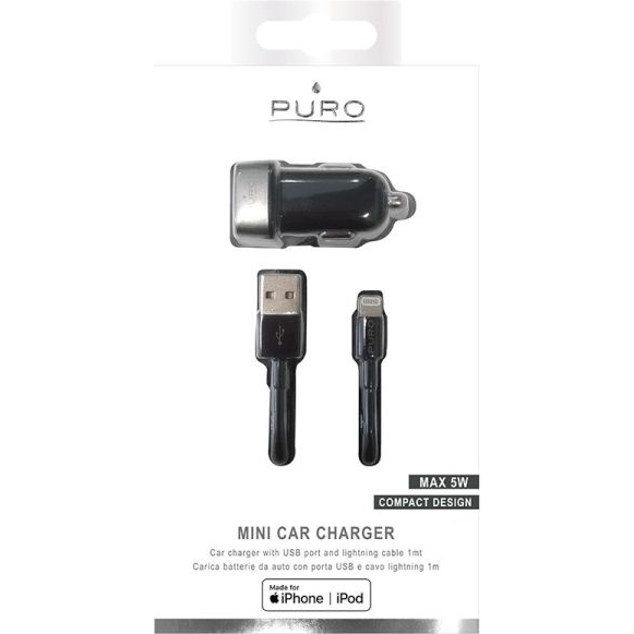 Ładowarka Puro Mini 1x USB-A 1 A  (MCHUSBAPLTCBLK)