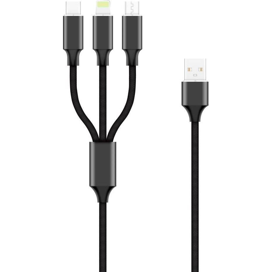 Forever USB-A-Type-C/Lightning/micro USB Kábel 2A 1.2 m-Fekete (8_2264835)