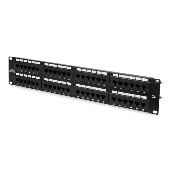 DIGITUS Patchpanel 2HE 48-Port Cat6 ungeschirmt schwarz