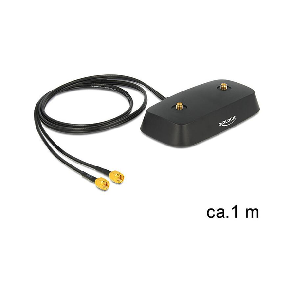 Delock 2db SMA F/M antenna kábel 1m LTE MIMO mágneses talppal fekete