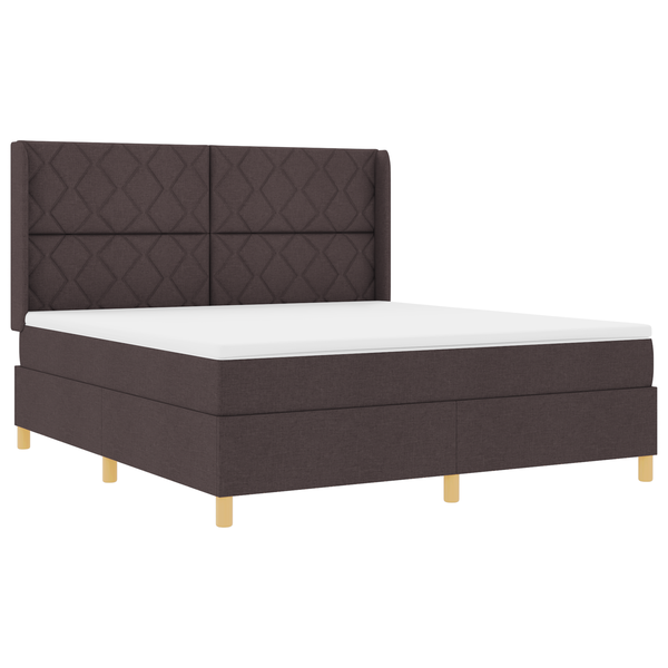 Pat box spring cu saltea, maro închis, 180x200 cm, textil