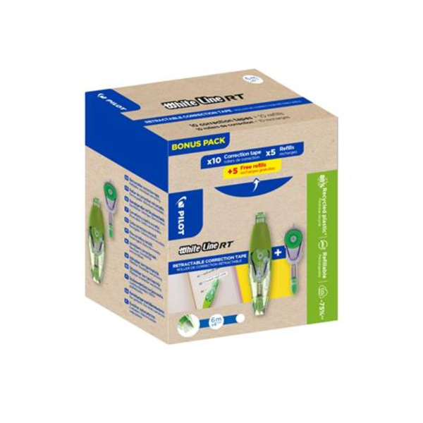 Korekční roller "Whiteline RT Bonus Pack", 10 ks s náplní, 4 mmx6