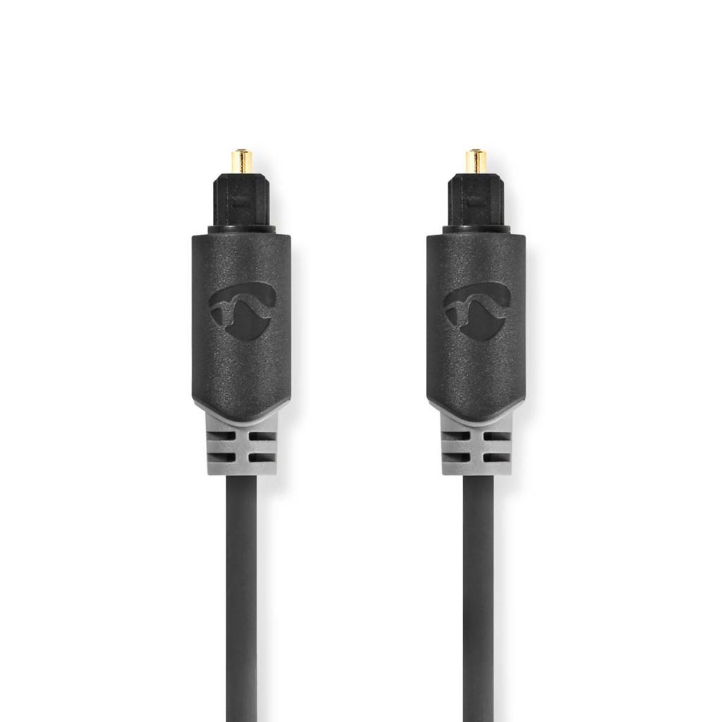 Nedis TosLink Dugasz x2, PVC, antracit, optikai audió kábel, 2m (CABW25000AT20) (CABW25000AT20)