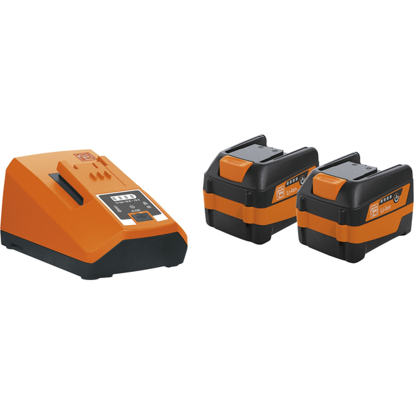 Set 2 baterii/1 incarcator rapid pentru scule electrice, Fein, 12V, Li-ion, Negru/Portocaliu