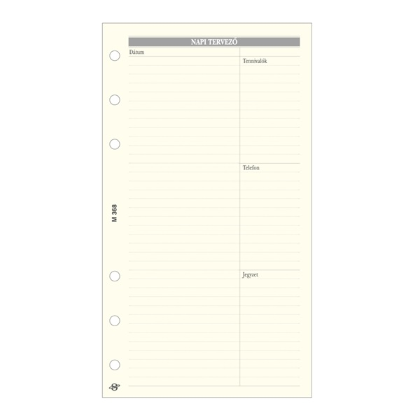 Kalendart Saturnus L368 bianco napi beosztású tervező gyűrűs naptár kiegészítő (24SL368-CHA)