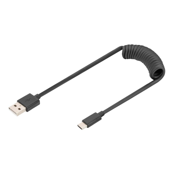 Digitus USB 2.0 Kabel s konektory USB-A na USB-C, spirálový, AK-30