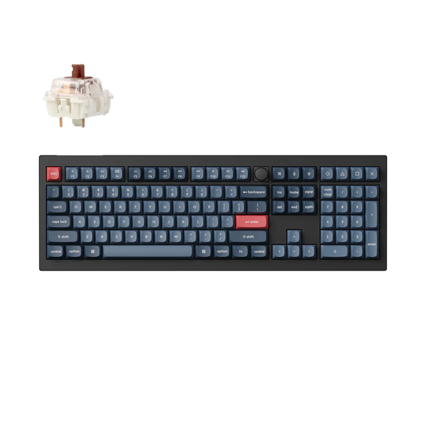 Keychron V6 Max D3 Brown Switch Mechanikus Wireless USB-C Gaming Billentyűzet HUN - Fekete/Kék