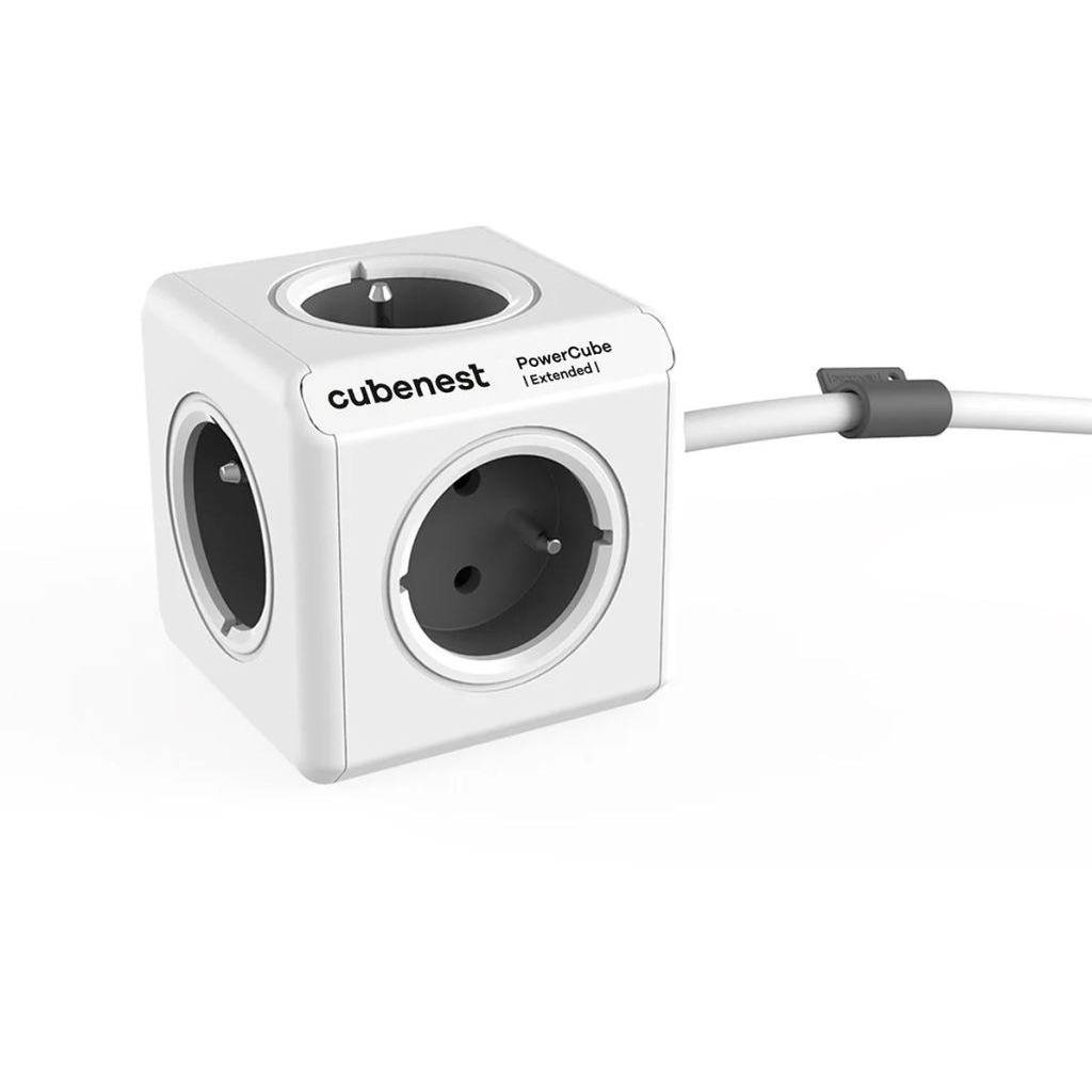 Cubenest Powercube Extended elosztó 5x aljzat 1.5m fehér-szürke (v) (6974699971030)