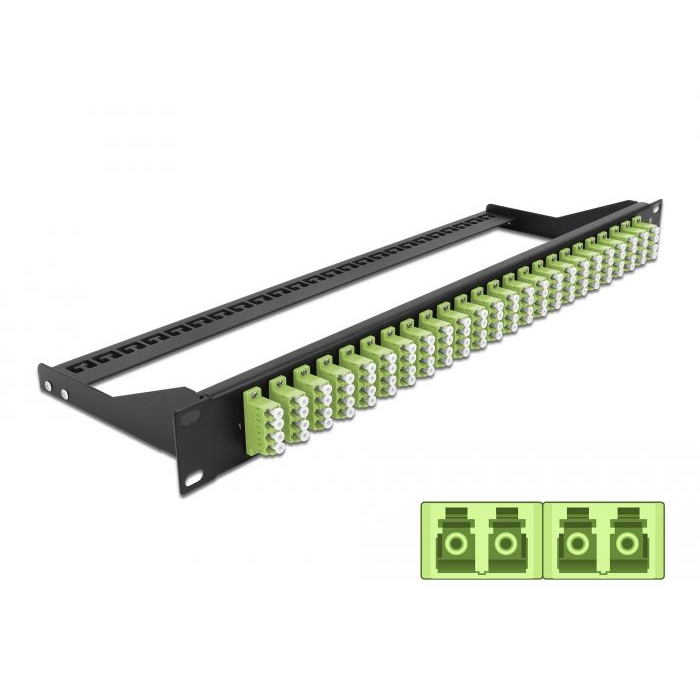 Delock 19 száloptikás csatlakozó panel 24 portos LC Quad citromzöld (43404) (DE43404)