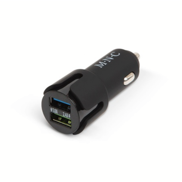 M.N.C, 54931BK 2x USB-A Autós Töltő - Fekete (5V / 2,4A)