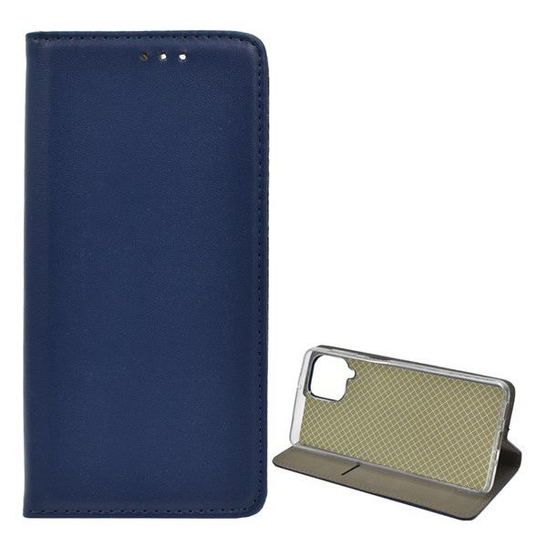 Tok álló, bőr hatású (FLIP, oldalra nyíló, asztali tartó funkció) SÖTÉTKÉK [Samsung Galaxy M53 (SM-M536)] (5996591211800)