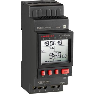 Müller SC18.10 easy, 12 V ACDC Kalapsínes időkapcsoló óra Digitális 12 V/DC, 12 V/AC 16 A/250 V (23825)