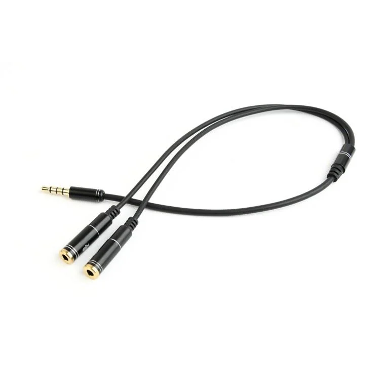 Gembird Jack stereo 3,5mm -> 2db Jack 3,5mm M/F adapter 20cm fekete (CCA-417M) (CCA-417M)