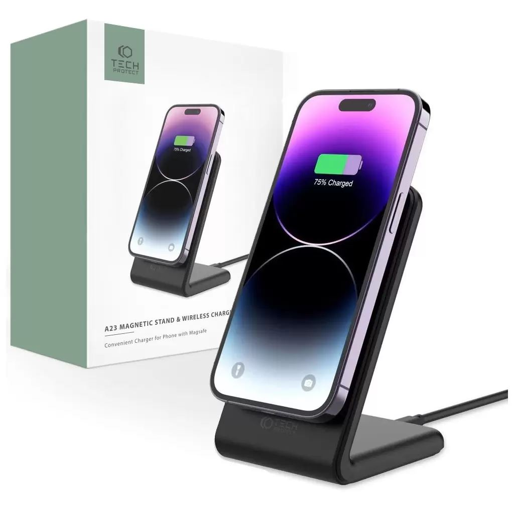 Tech-Protect QI15W-A23 MagSafe QI vezeték nélküli töltőállvány fekete (128311) (t128311)