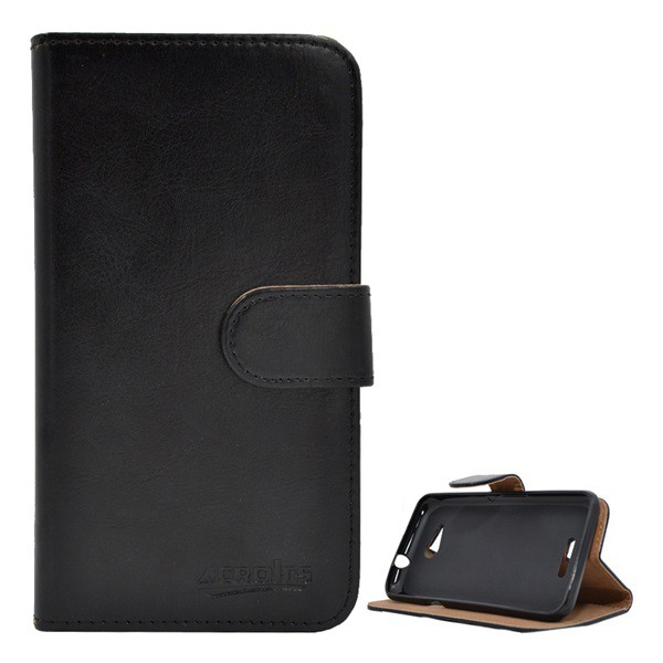 Tok álló, bőr hatású (FLIP, oldalra nyíló, asztali tartó funkció, prémium) FEKETE [Sony Xperia E4g (E2003)] (5996457536788)