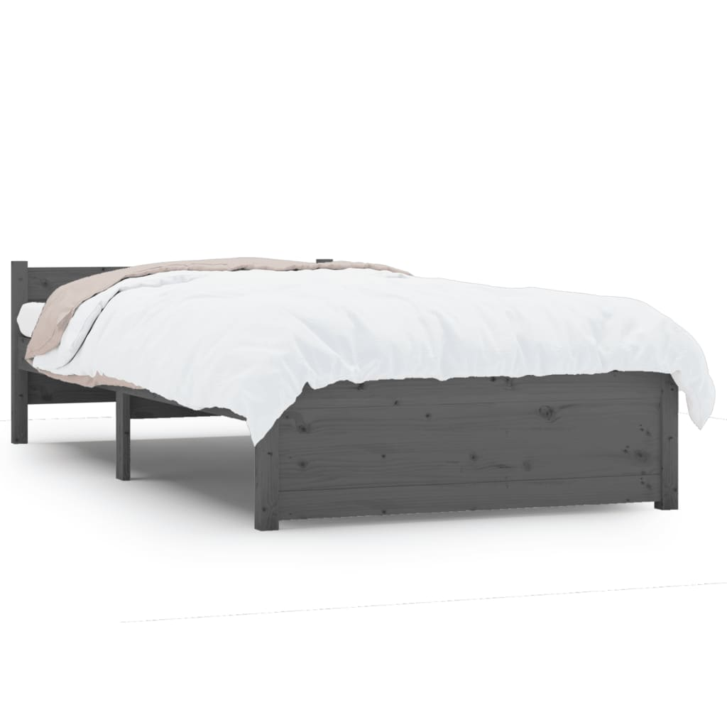 szürke tömör fa ágykeret 75x190 cm (2FT6 Small Single) (815006)