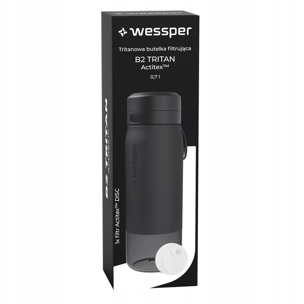 Butelka filtrująca Wessper B2 TRITAN Actitex™ 700ml Black (WES273-700-BK_K)