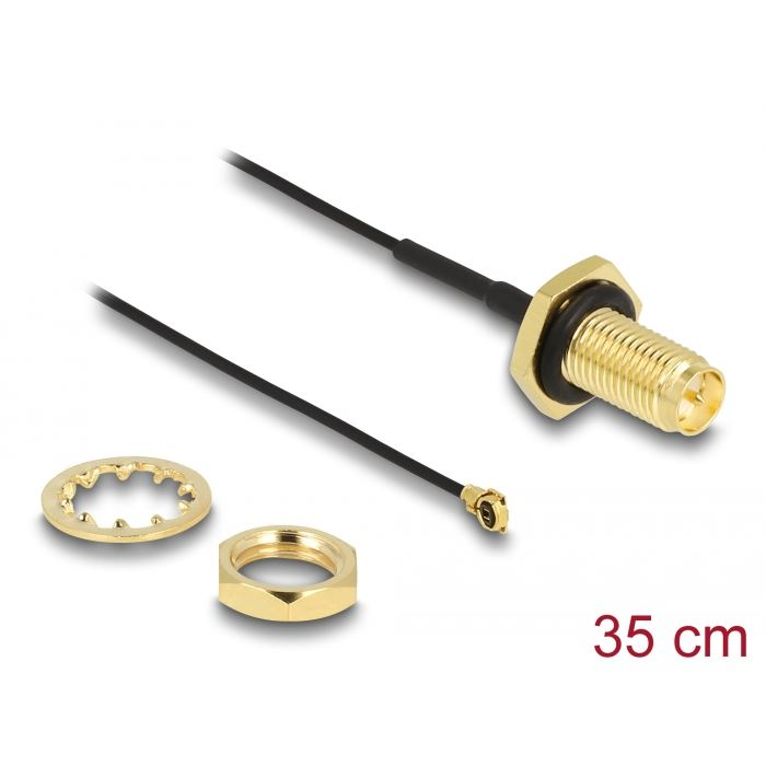 Delock antenna kábel RP-SMA anya-apa MHF I-dugó 1.13 35cm (88383) (DE88383)