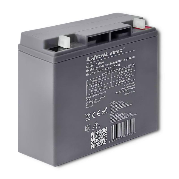 Qoltec 53046 12V / 17Ah Ólomsav akkumulátor