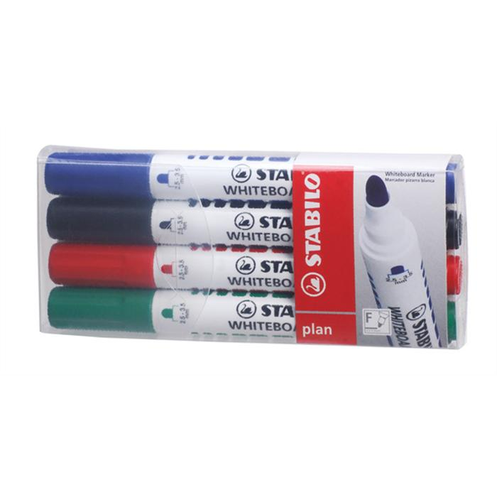 STABILO plan szövegkiemelő 4 dB Golyóshegyű Fekete, Kék, Zöld, Vörös (641/4PL)