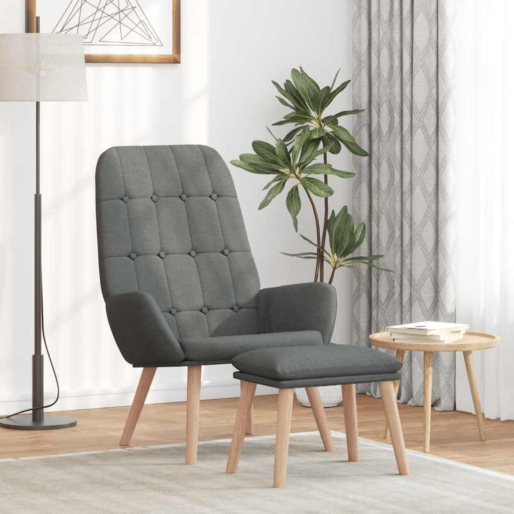 sötétszürke szövet pihenőfotel lábtartóval (3315150)