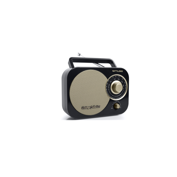 Преносимо радио MUSE M-055 RB, Vintage, FM/MW, Тонколона frontala, AUX-in, Черно