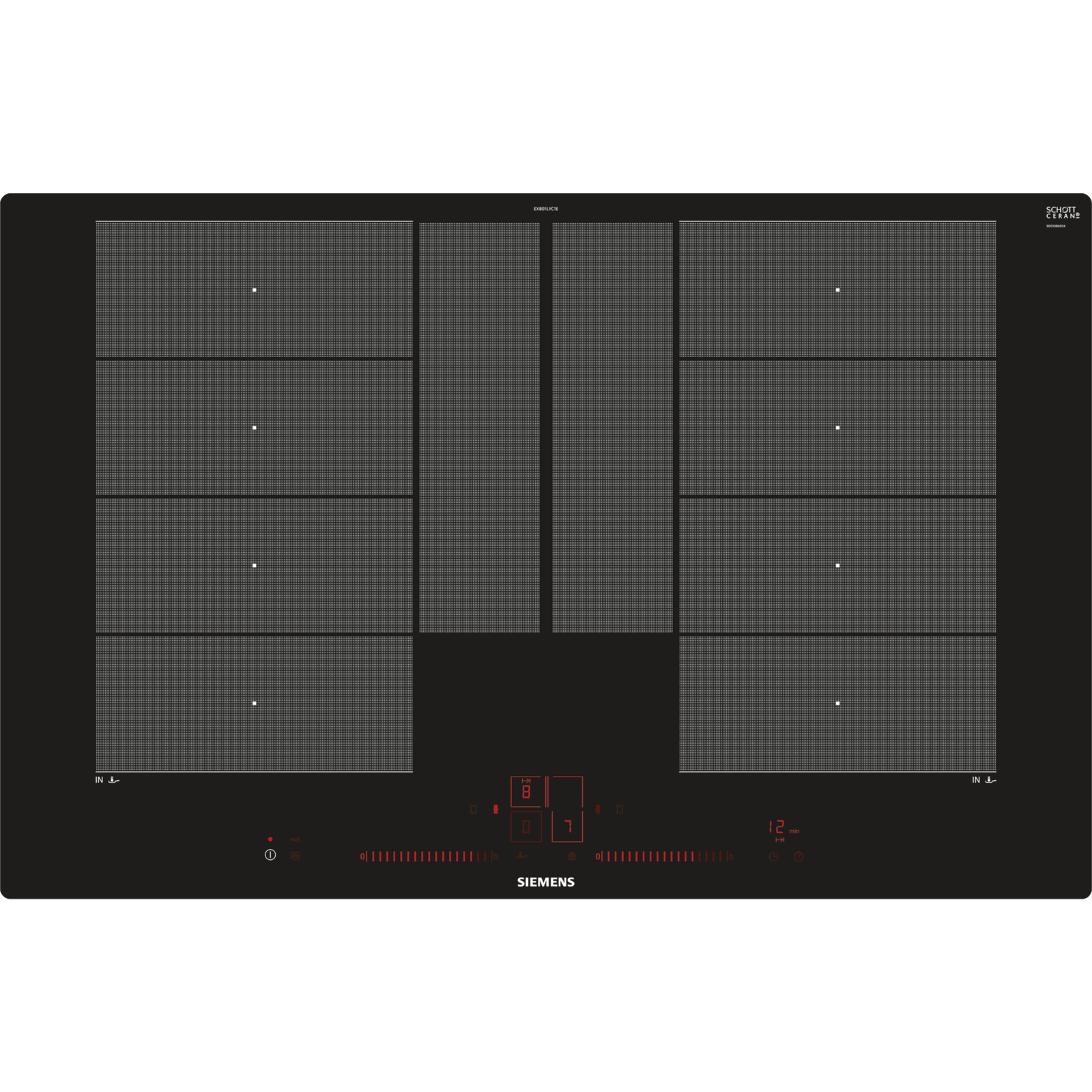 Siemens EX801LYC1E főzőlap Fekete Beépített Zónás indukciós főzőlap 4 zóna (EX801LYC1E)