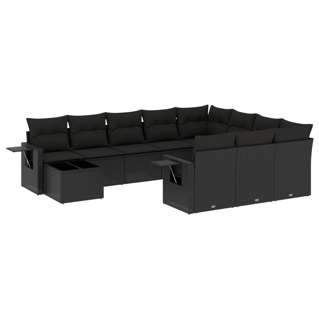 11 részes fekete polyrattan kerti ülőgarnitúra párnákkal (3253062)