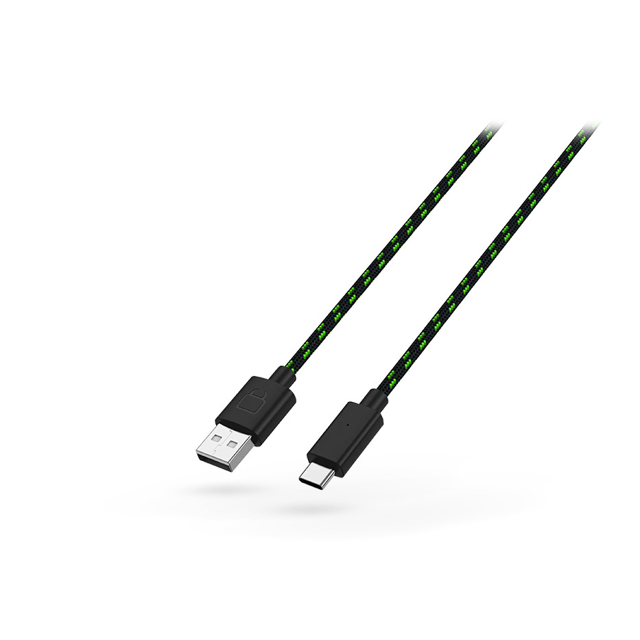 Venom USB-A - USB Type-C töltőkábel 2 m-es vezetékkel - fekete/zöld (VS0001)