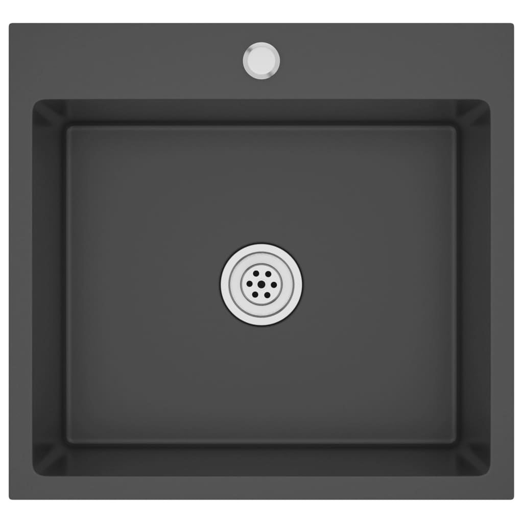 fekete kézzel készült rozsdamentes acél mosogató (51509)