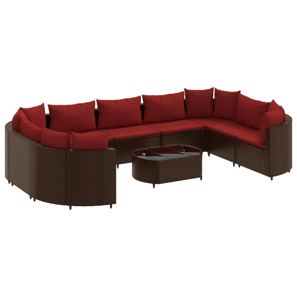 10 részes barna polyrattan kerti ülőgarnitúra párnákkal (3308405)