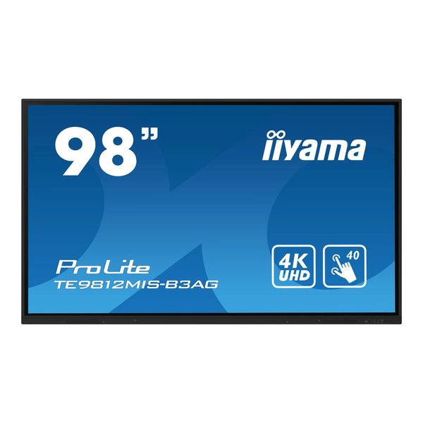 iiyama TE9812MIS-B3AG дисплей за сигнализация Дизайн за киоск 2,49 м (98") LCD Wi-Fi 400 cd/m² 4K Ultra HD Черен Тъчскрийн Вграден процесор Android 11 24/7