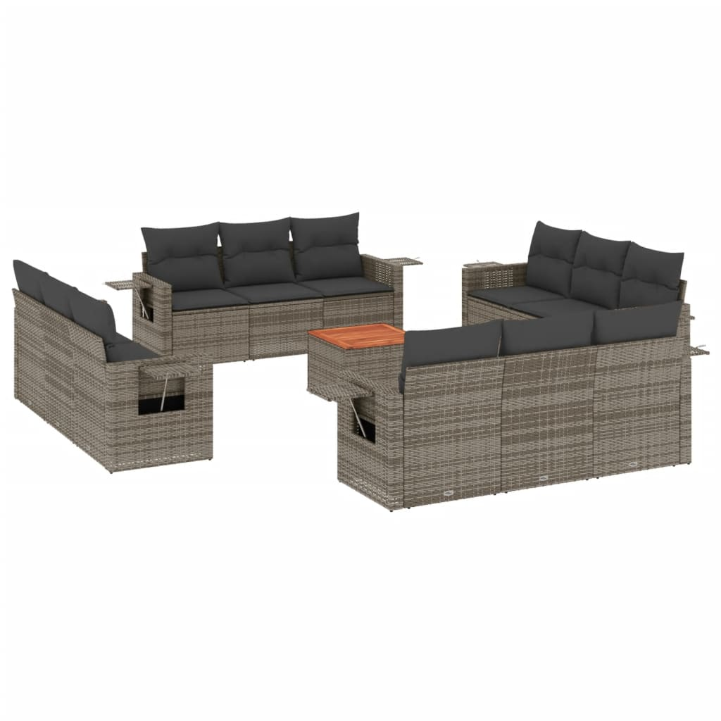 13 részes szürke polyrattan kerti ülőgarnitúra párnákkal (3224499)