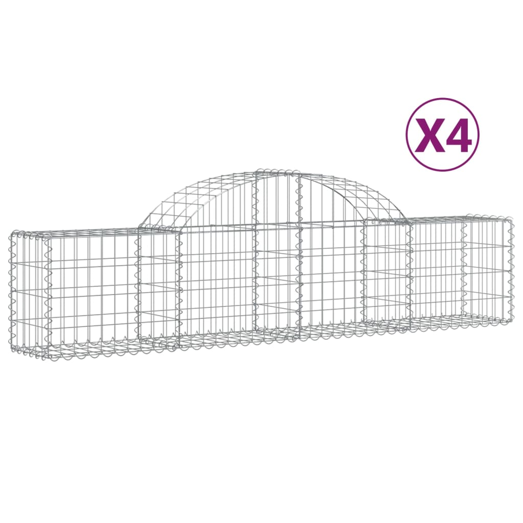 4 db íves horganyzott vas gabion kosár 200x30x40/60 cm (3146049)