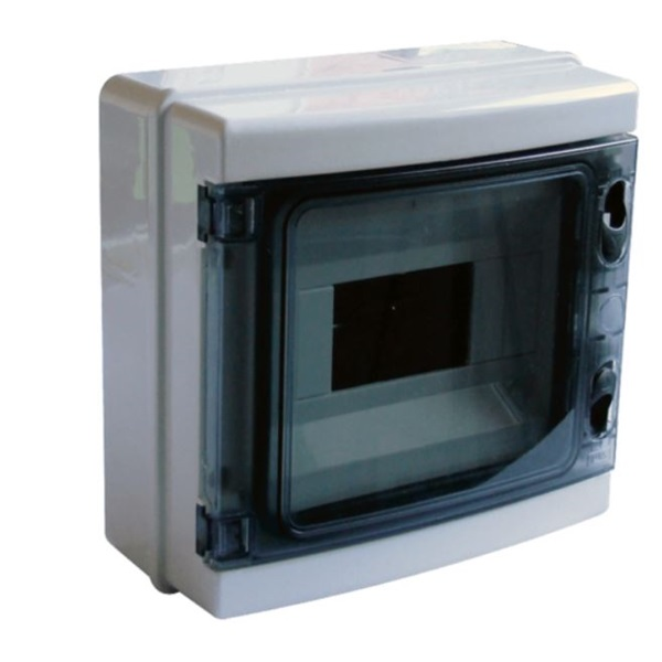 Tracon EDFKIP65-8/1 1×8 mod/ H×W×D=210×215×100mm/ IP65/ 660V AC átlátszó ajtóva/ N/PE sínnel falon kívüli e (EDFKIP65-8/1)