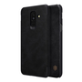 NILLKIN QIN tok álló, bőr hatású (FLIP, oldalra nyíló, bankkártya tartó) FEKETE [Samsung Galaxy A6+ (2018) SM-A605F]