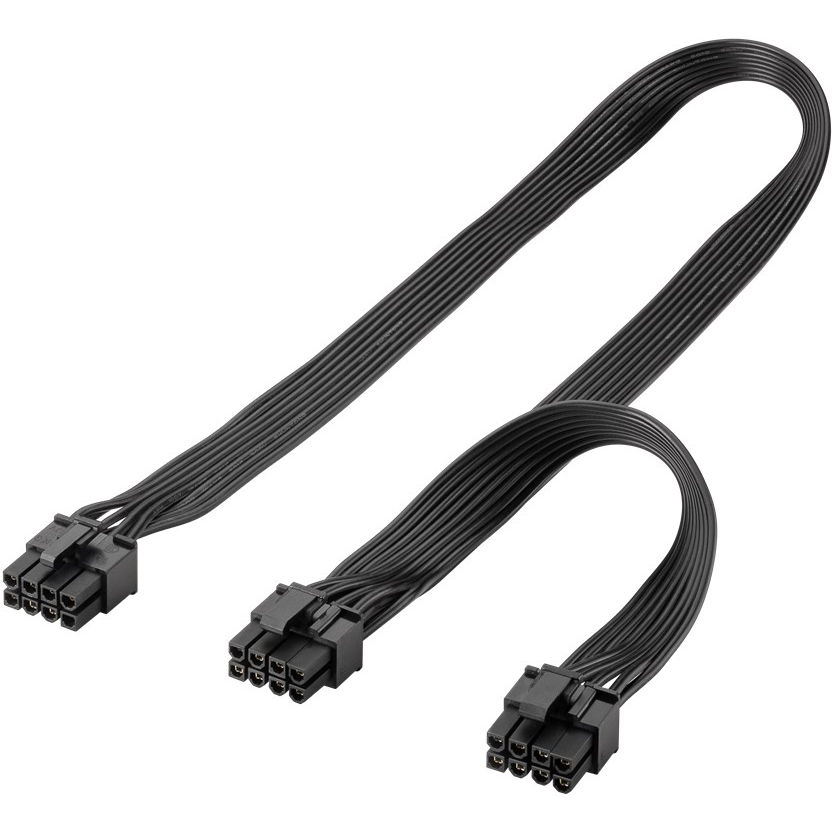 Goobay 8pin apa - 2x 6+2pin apa PCIe Tápegység kábel 0.29m - Fekete (59714)