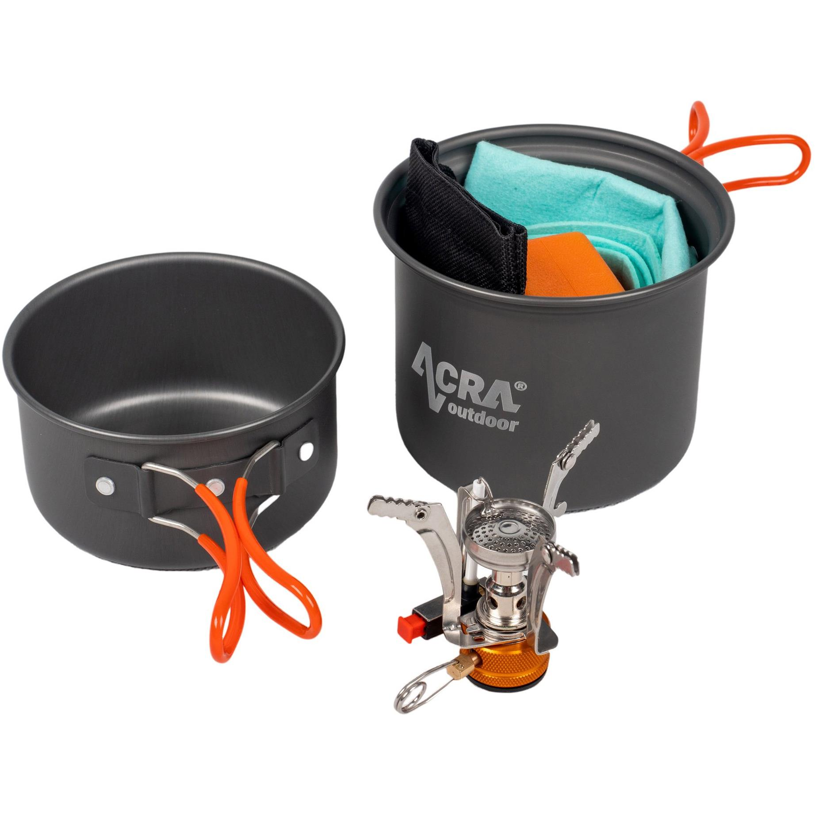 Acra C23 kemping edénykészlet + gázfőző, 1-2 személyes (05-C23)