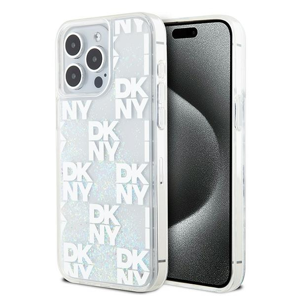 DKNY iPhone 15 Pro Max multiLOGO Glitter műanyag Telefon tok - Fehér (DKHCP15XLCPEPT)