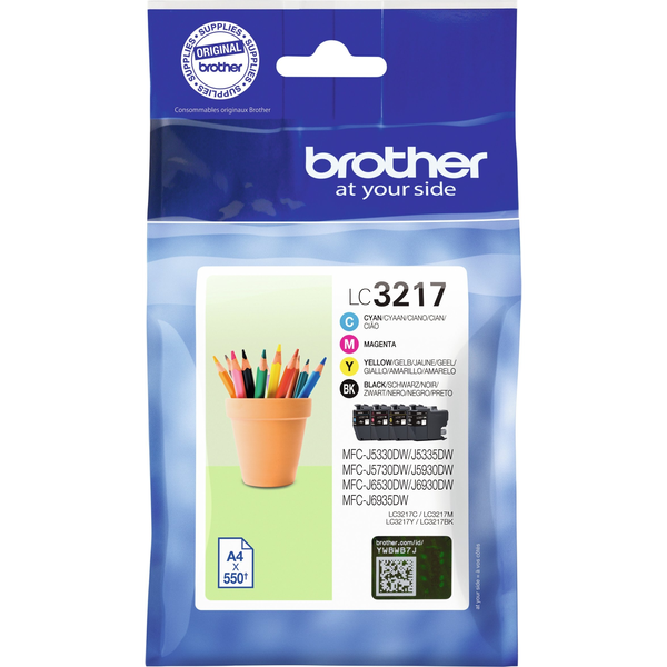Brother LC3217VAL blækpatron 4 stk Original Sort, Blå, Magenta, Gul