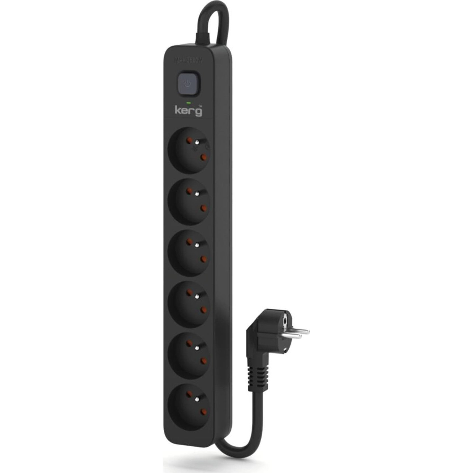 Kerg M02520 Túlfeszültségvédő Elosztó 6 aljzatos 16A 3m - Fekete (M02520)
