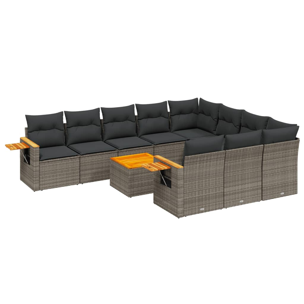11 részes szürke polyrattan kerti ülőgarnitúra párnákkal (3227187)