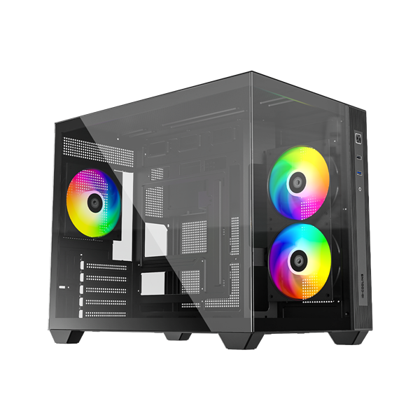 ID-COOLING Számítógépház ablakos 3x12cm A-RGB BTF mATX fekete VIEW 500 ARGB