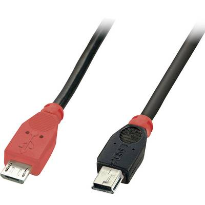 Lindy 31717 USB kábel 0,5 m USB 2.0 Mini-USB B Micro-USB B Čierna, Červená
