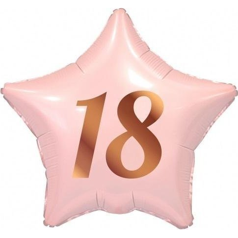 Rózsaszín Happy Birthday 18 Pink Csillag Fólia Lufi - 44 cm (490704)