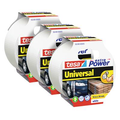 Tesa UNIVERSAL (56348) Szövet ragasztószalag Fehér (H x Sz) 10 m x 50 mm 3 db (56348)