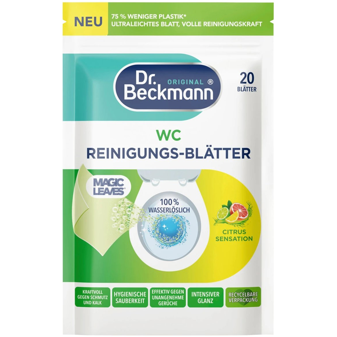 DR. BECKMANN Citrus Sensation WC-tisztító kendők, 20 db (4008455097015)