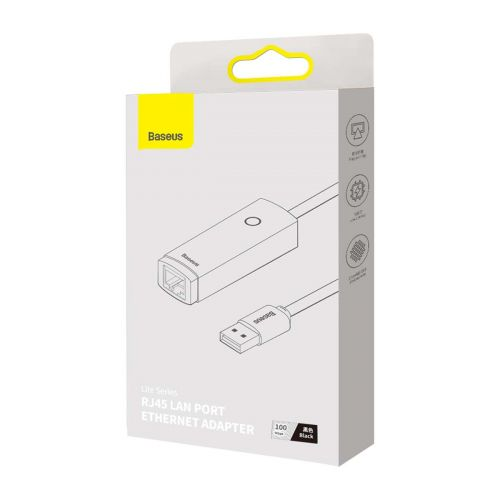 Sieťový adaptér Baseus Lite USB pre RJ45, 100Mbps (čierna)
