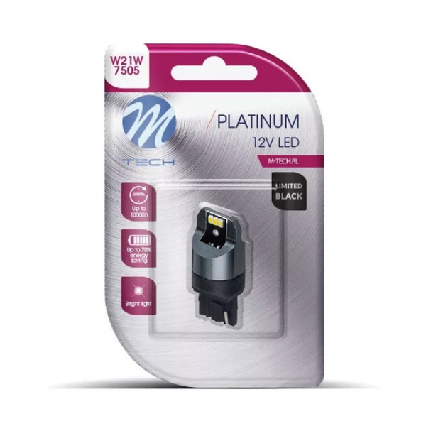 Blister M-TECH Platinum Limited Black LB844W-01B - T20 W21W, 12-24V 1x Dioda LED 6x3020SMD, CANBUS, White
