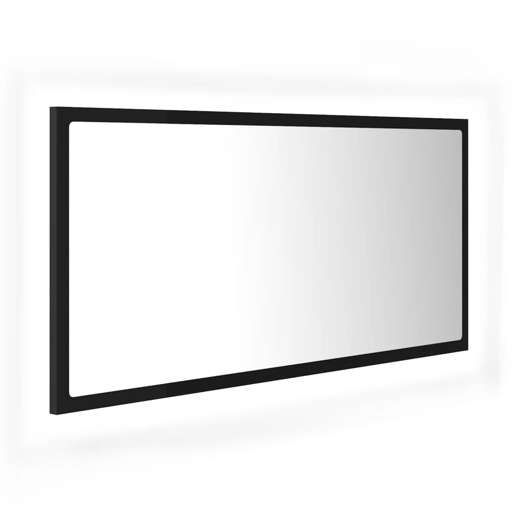 fekete akril LED-es fürdőszobai tükör 90x8,5x37 cm (804933)